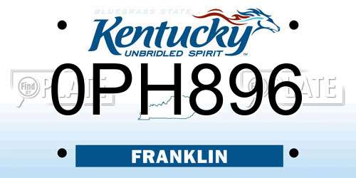 0PH896 Kentucky License Plate