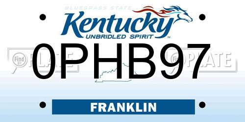 0PHB97 Kentucky License Plate