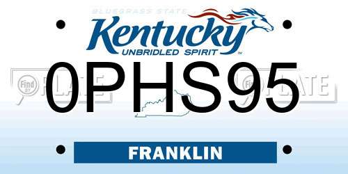 0PHS95 Kentucky License Plate