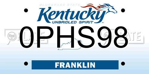 0PHS98 Kentucky License Plate