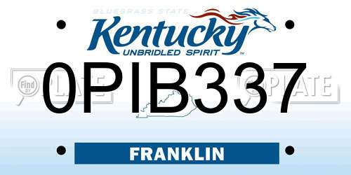 0PIB337 Kentucky License Plate