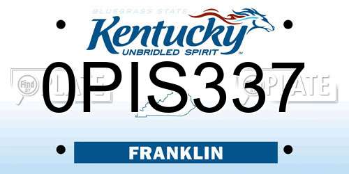 0PIS337 Kentucky License Plate