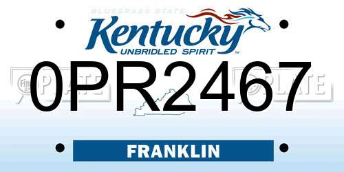 0PR2467 Kentucky License Plate