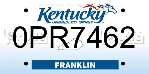 0PR7462 Kentucky License Plate