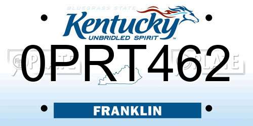 0PRT462 Kentucky License Plate