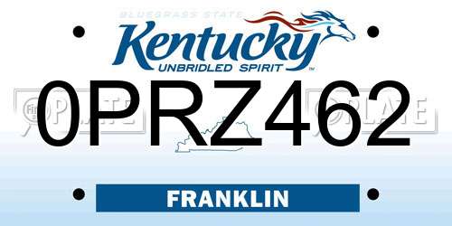 0PRZ462 Kentucky License Plate