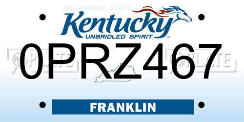 0PRZ467 Kentucky License Plate
