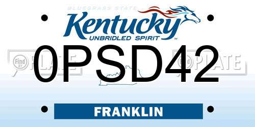 0PSD42 Kentucky License Plate