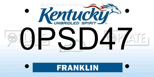 0PSD47 Kentucky License Plate