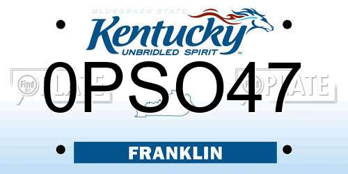0PSO47 Kentucky License Plate