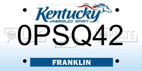 0PSQ42 Kentucky License Plate