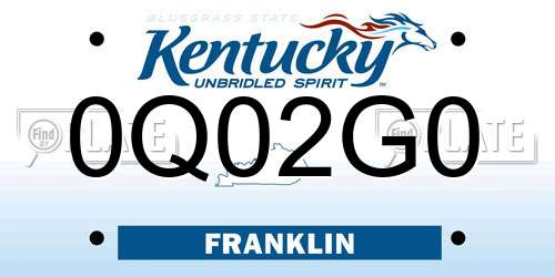 0Q02G0 Kentucky License Plate