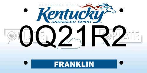 0Q21R2 Kentucky License Plate