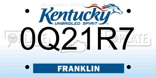 0Q21R7 Kentucky License Plate