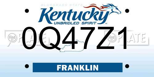 0Q47Z1 Kentucky License Plate