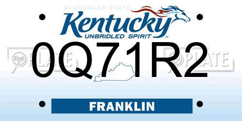 0Q71R2 Kentucky License Plate