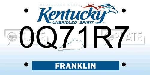 0Q71R7 Kentucky License Plate