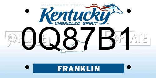 0Q87B1 Kentucky License Plate