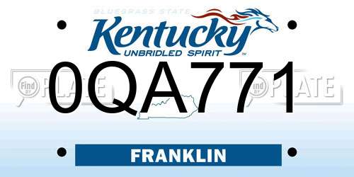 0QA771 Kentucky License Plate