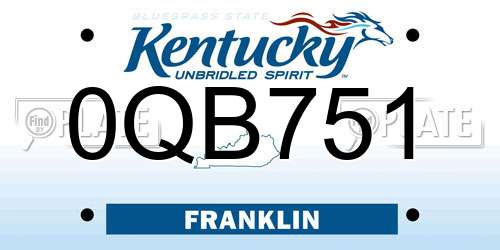 0QB751 Kentucky License Plate