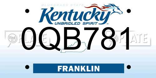 0QB781 Kentucky License Plate