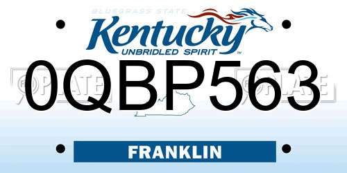 0QBP563 Kentucky License Plate