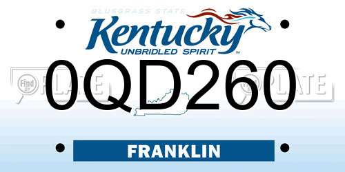 0QD260 Kentucky License Plate