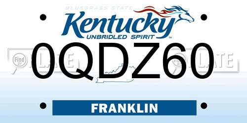 0QDZ60 Kentucky License Plate