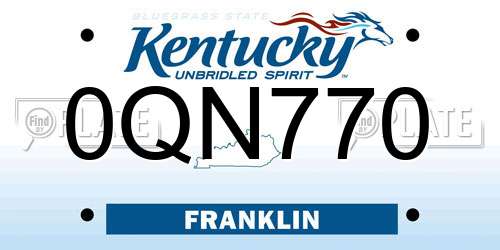 0QN770 Kentucky License Plate