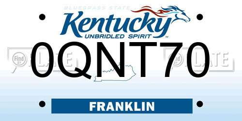 0QNT70 Kentucky License Plate