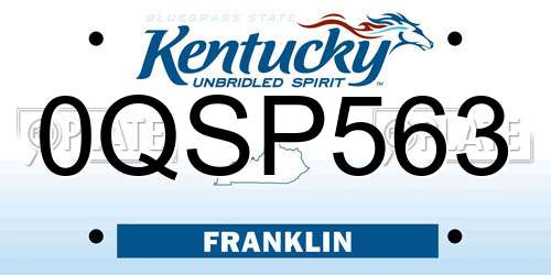 0QSP563 Kentucky License Plate
