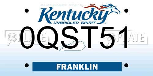 0QST51 Kentucky License Plate