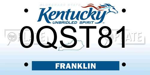 0QST81 Kentucky License Plate