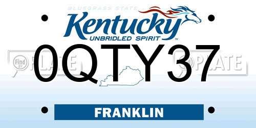 0QTY37 Kentucky License Plate