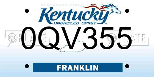 0QV355 Kentucky License Plate