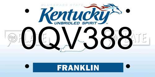 0QV388 Kentucky License Plate