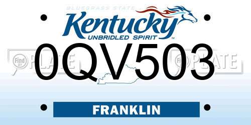 0QV503 Kentucky License Plate