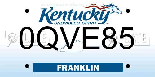 0QVE85 Kentucky License Plate
