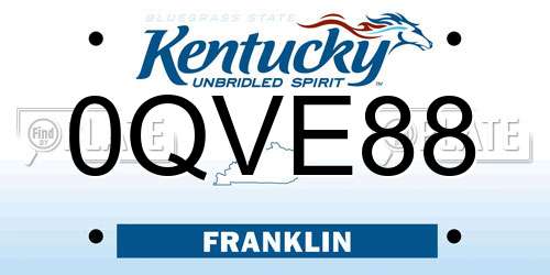 0QVE88 Kentucky License Plate