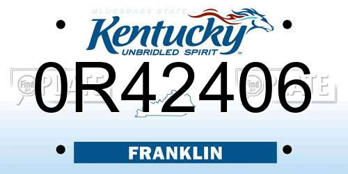 0R42406 Kentucky License Plate