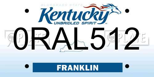 0RAL512 Kentucky License Plate