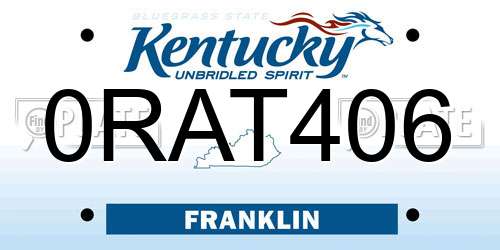 0RAT406 Kentucky License Plate