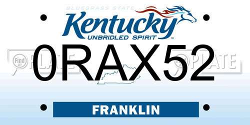 0RAX52 Kentucky License Plate