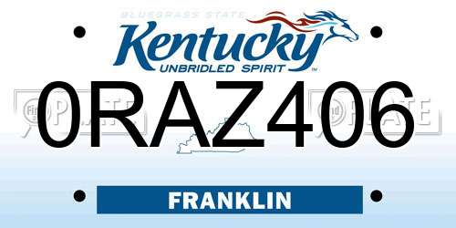 0RAZ406 Kentucky License Plate