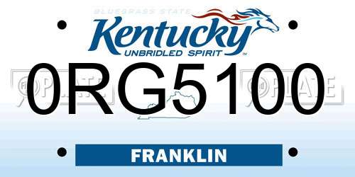 0RG5100 Kentucky License Plate