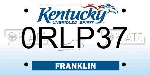 0RLP37 Kentucky License Plate