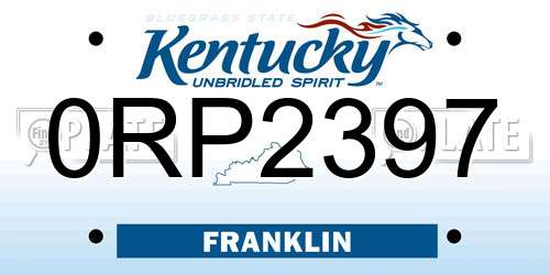 0RP2397 Kentucky License Plate