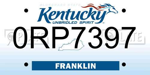 0RP7397 Kentucky License Plate