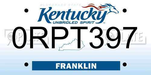 0RPT397 Kentucky License Plate