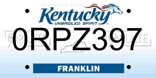 0RPZ397 Kentucky License Plate